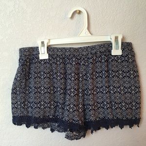 Blue Aztec Flowing Lacy Shorts